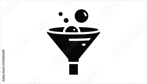 Funnel Icon Vector for Data Filtering and Processing.
