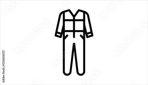 Workwear Jumpsuit Outline Icon. Industrial Safety Suit Vector.
