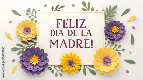 Vibrant Mother’s Day Greeting Card with Colorful Flowers and 'FELIZ DIA DE LA Madre' Message for Celebrating Mom