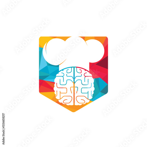 Smart chef vector logo design concept. Brain and chef hat icon.