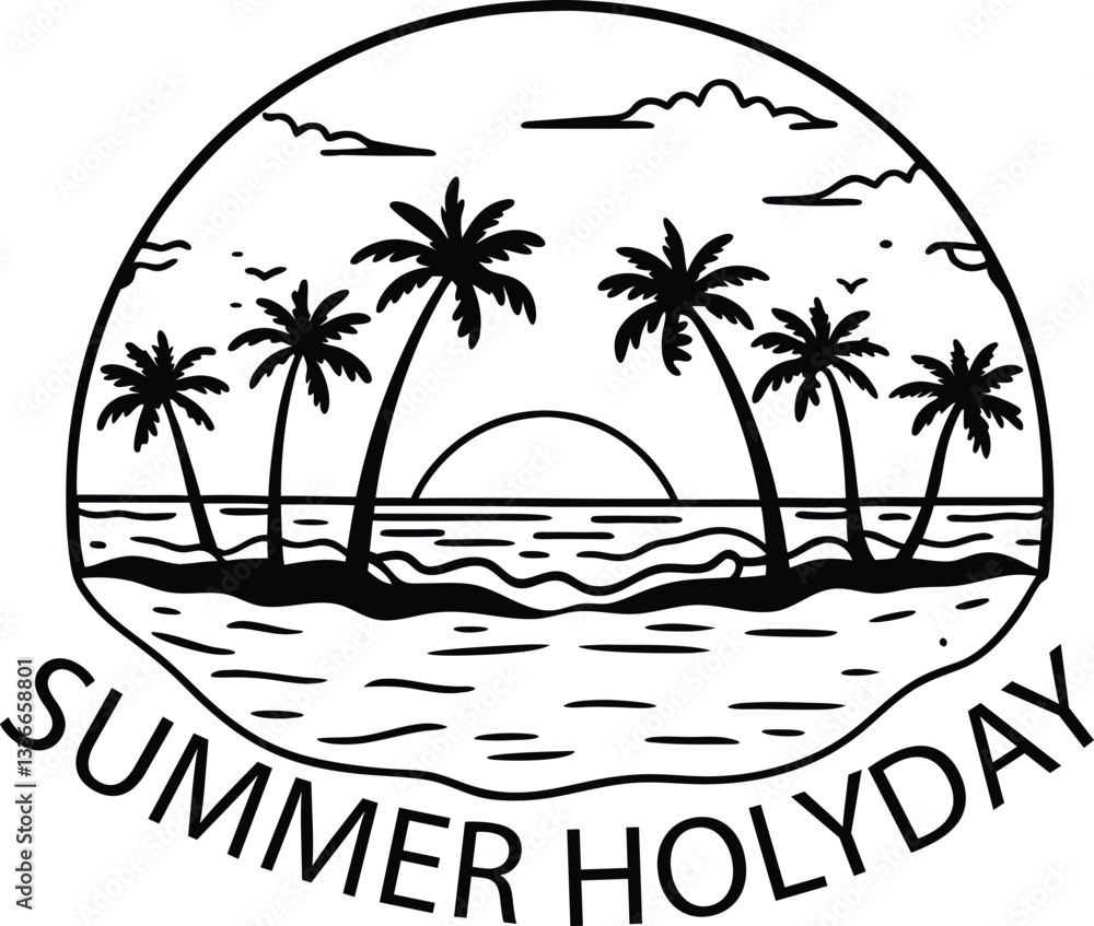 Fototapeta premium tropical island stamp summer design