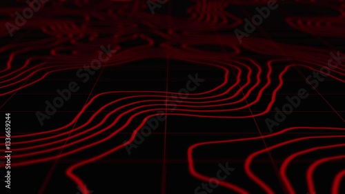 Abstract Red Topographic Map Animation