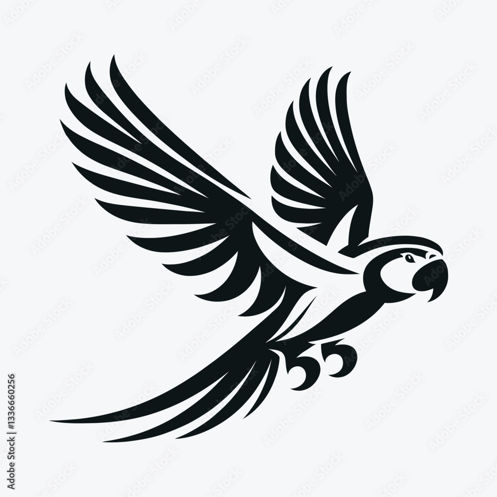 Fototapeta premium Parrot Logo Style Silhouette Vector Illustration – Exotic Bird Design