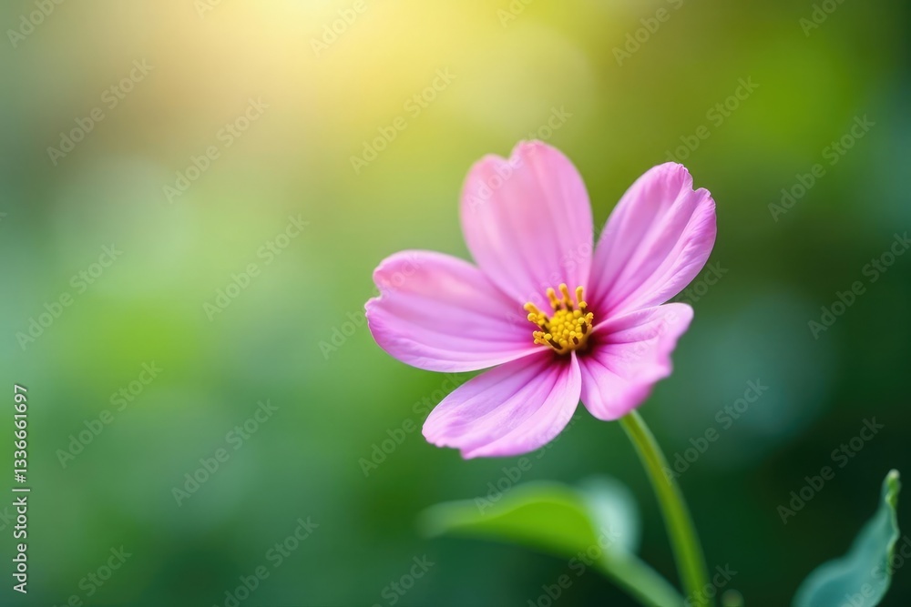Single flower in focus with delicate petals on white, floral, single