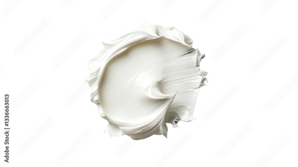 White cream swirl on transparent background: beauty product texture White cream swirl on transparent background: beauty product texture