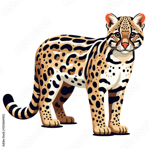 Ilustração vetorial de Jaguatirica (Leopardus pardalis)