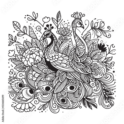 Wallpaper Mural Adobe Coloring Bird Book Page Design. designed for kids to coloring Page and enjoy. Artwork Torontodigital.ca