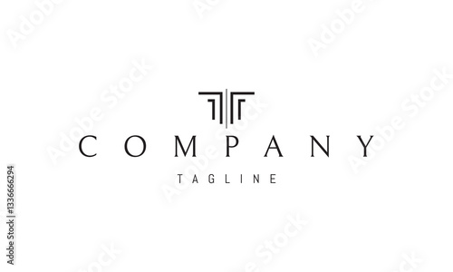 Vector logo with an abstract image of a Greek column in the shape of the letter T.