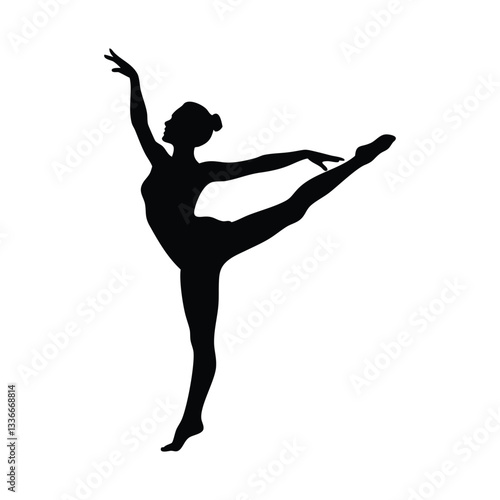 Graceful Silhouette: Captivating the artistry of ballet, a silhouette of a ballerina is captured mid-performance, with arms and legs extended in elegant motion.