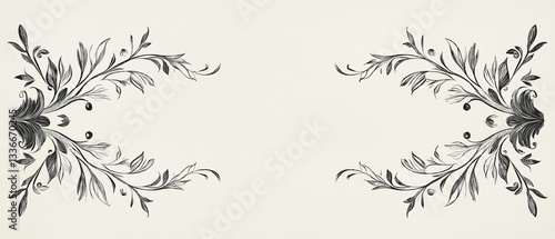 Two black and white illustrations of a floral design. the illustrations are in the shape of a square with a white background.
