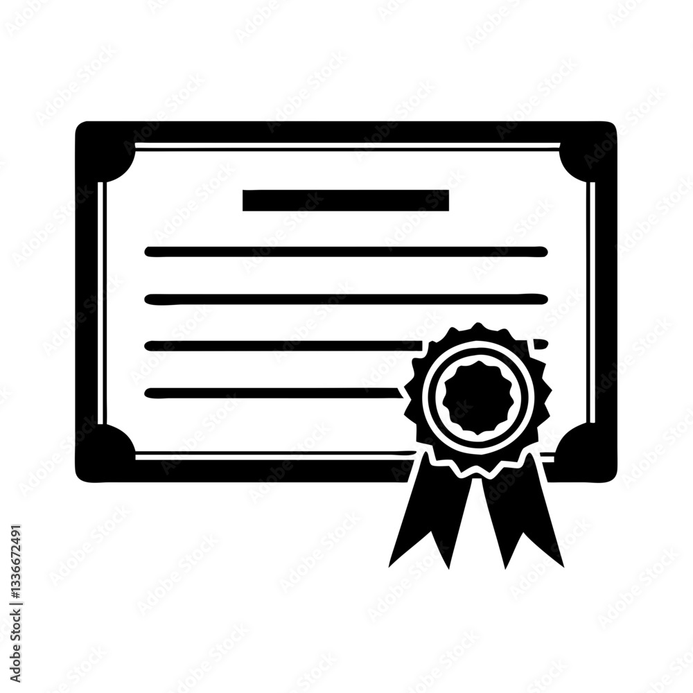 Diploma certificate icon with a seal and ribbon, symbolizing achievement and education
Diploma certificate icon with a seal and ribbon, symbolizing achievement and education