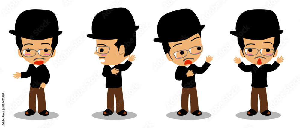 Detective Character in Various Expressions and Poses – Cartoon Illustration Detective Character in Various Expressions and Poses – Cartoon Illustration