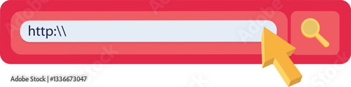 Click the search bar icon. Search engine listing link template. Flat icon design style