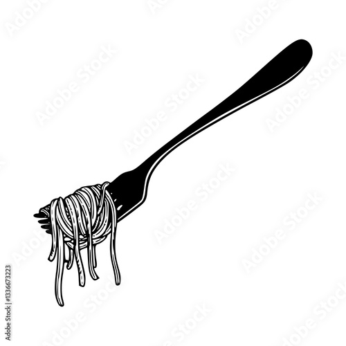 spaghetti on fork clipart