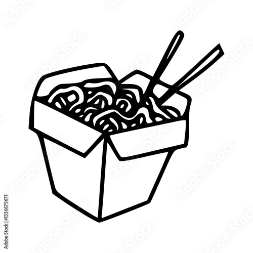 noodle box with chopsticks vector