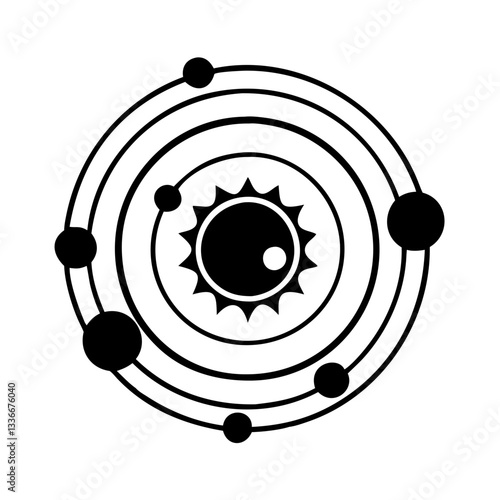 Solar system icon featuring planets and the sun, symbolizing astronomy and astrology