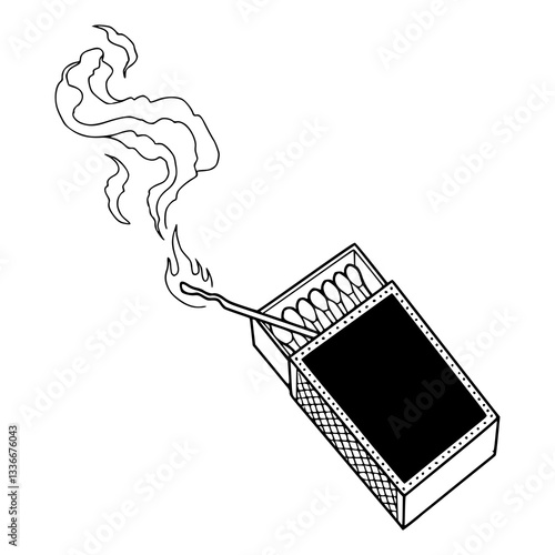 burning matchstick vector illustration