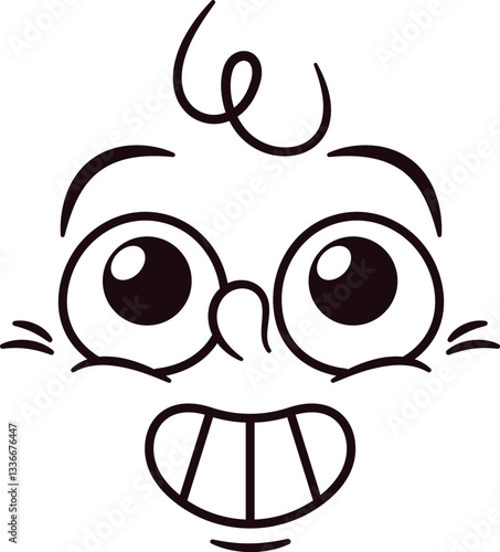Positive caricature face expression vector illustration