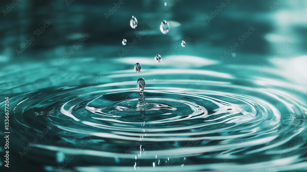 Water Drop Impact and Ripples Teal Water Drop Impact and Ripples Teal