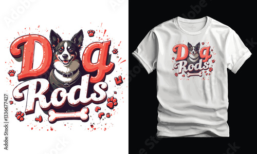 Red, White & Woof, vintage T-shirt Design.