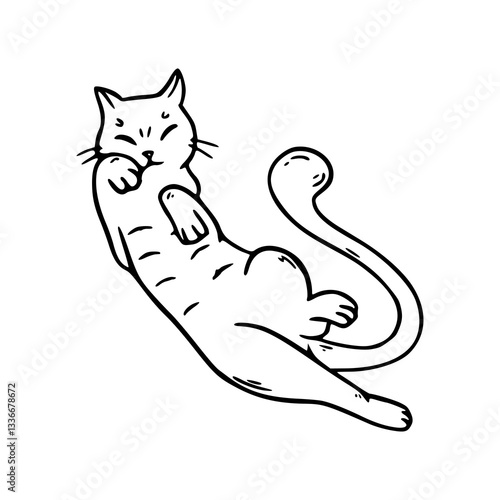 happy cat reclining vector design