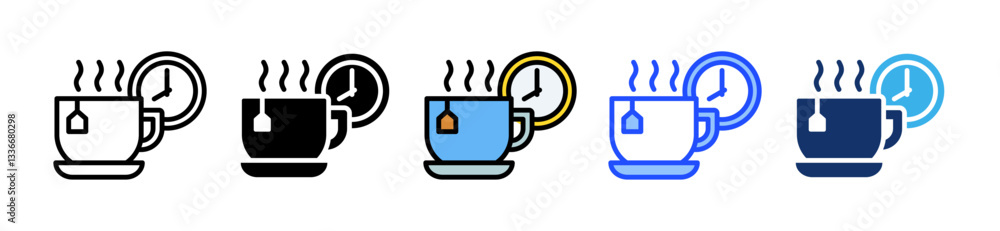 Coffee Break Icon Set With Multiple Style Collection Coffee Break Icon Set With Multiple Style Collection