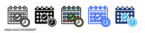 Deadline Check Icon Set With Multiple Style Collection