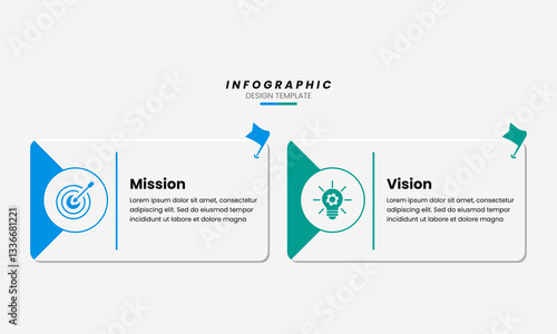 Best Business Infographic Design Template with Two Steps Mission and Vision