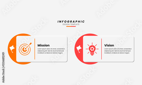 Best Business Infographic Design Template with Two Steps Vision and Mission