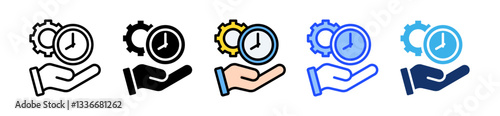 Working Time Icon Set With Multiple Style Collection