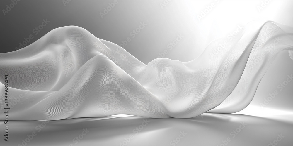Naklejka premium Abstract pastel wave layers in soft gradient colors, creating a smooth and modern 3D effect. Perfect for backgrounds, web design, presentations, and creative projects.