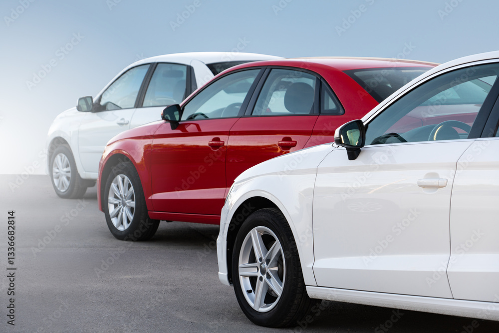A lot of cars in a rows. Used car sales A lot of cars in a rows. Used car sales