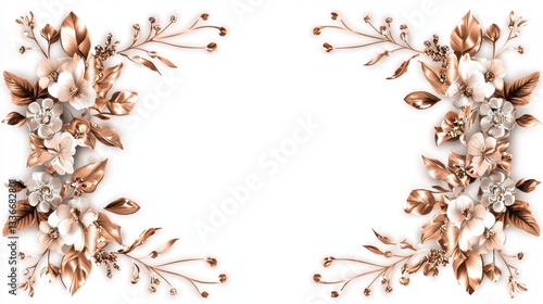 Elegant Wedding Border with Rose Gold Accents Featuring Floral Elements and Delicate Details