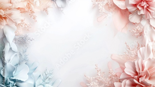 Elegant Wedding Background with Soft Colors and Subtle Gradients Featuring Floral Borders