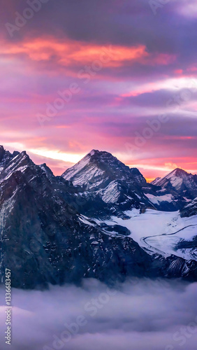 White Purple Blue Illustrated Background Space Phone Wallpaper - Snow Mountain