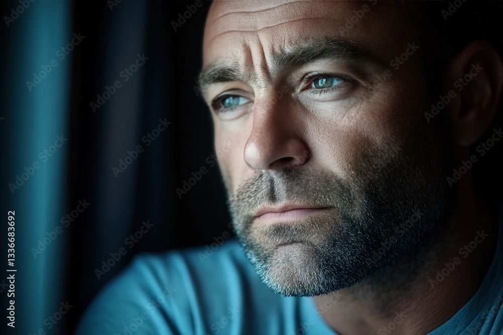 Fototapeta premium Pensive man gazing thoughtfully