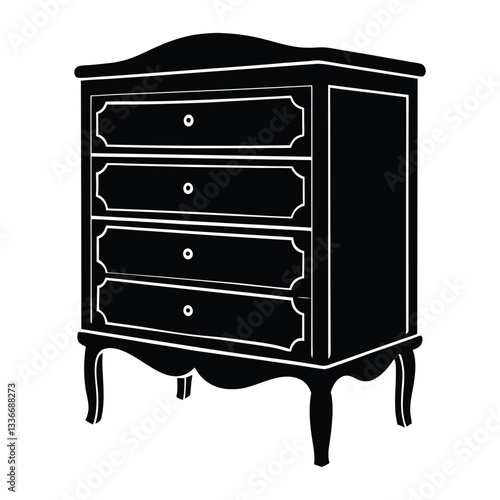Vintage wooden chest of drawers with classic design for home storage