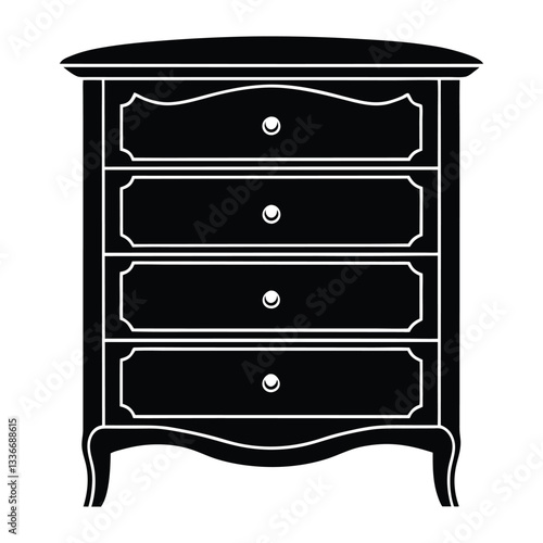 Vintage wooden chest of drawers with classic design for home storage