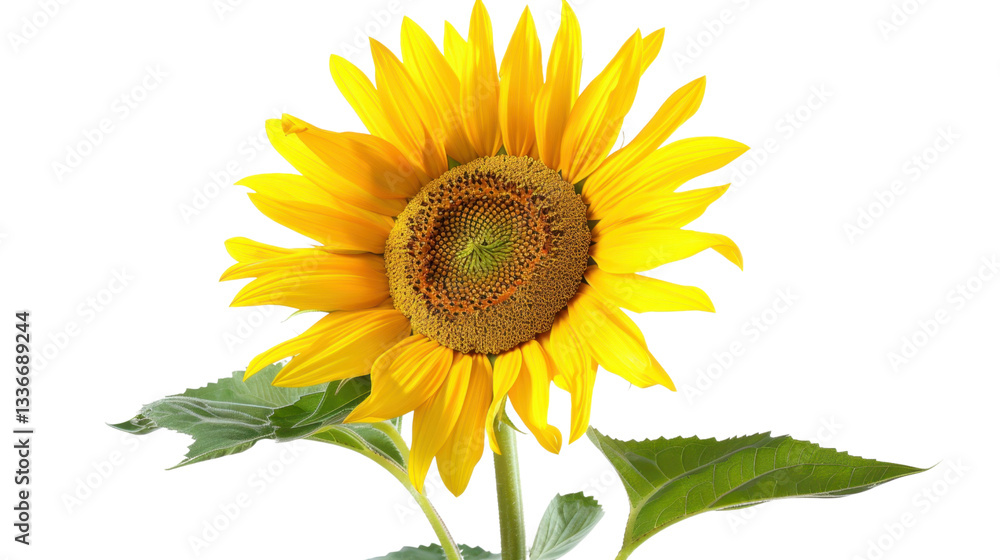 Obraz premium Sunflower blooming with transparent background, ideal for compositions