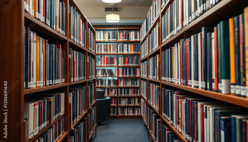 Library Bookshelf in a Vibrant Reading Room – Hyper-Realistic Detail. Generative Ai Library Bookshelf in a Vibrant Reading Room – Hyper-Realistic Detail. Generative Ai