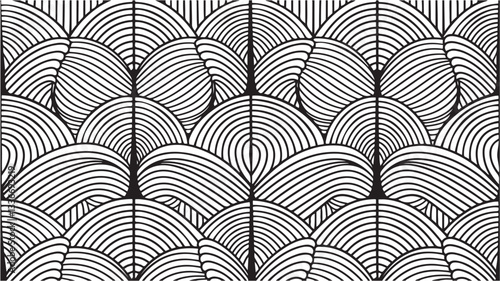 Seamless pattern with geometric waves. Endless stylish texture. Ripple bold monochrome background. Linear weaved grid. Thin interlaced swatch. with white background