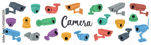 CCTV cameras. Security video spy cameras. Safety home protection system. Vector illustration.