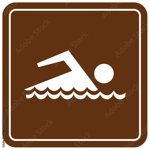 Campground sign for water recreation swimming