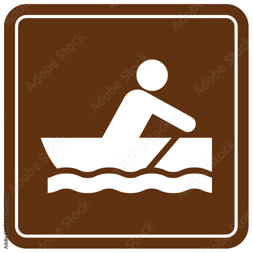 Campground sign for water recreation row boating
