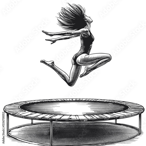 Girl jumping on trampoline
