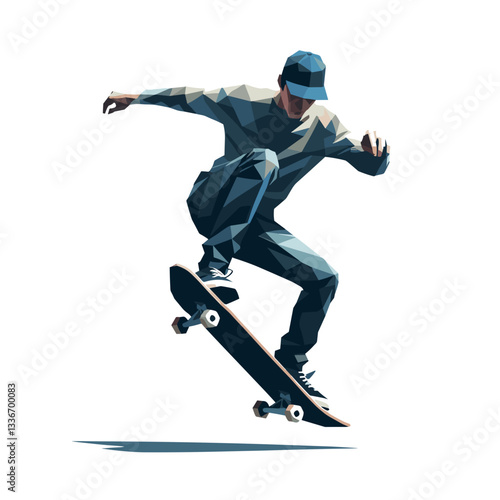 Skateboarder performing trick 
