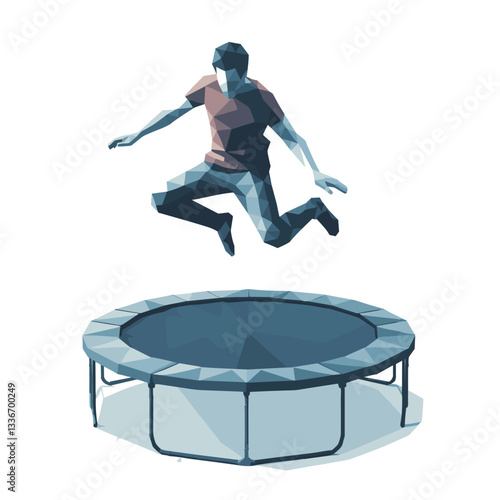 Person jumping on trampoline.