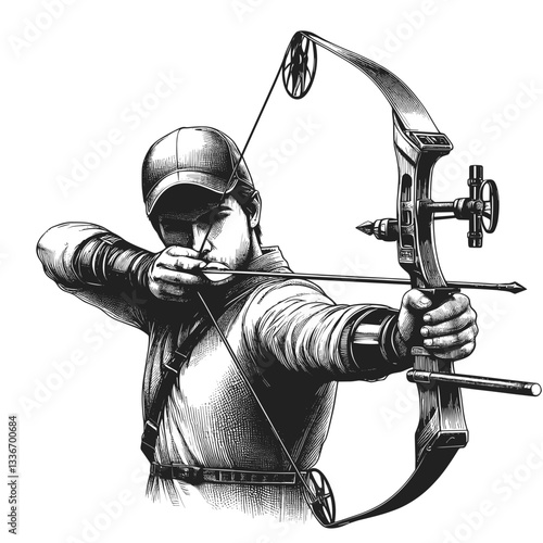 Archer aiming compound bow