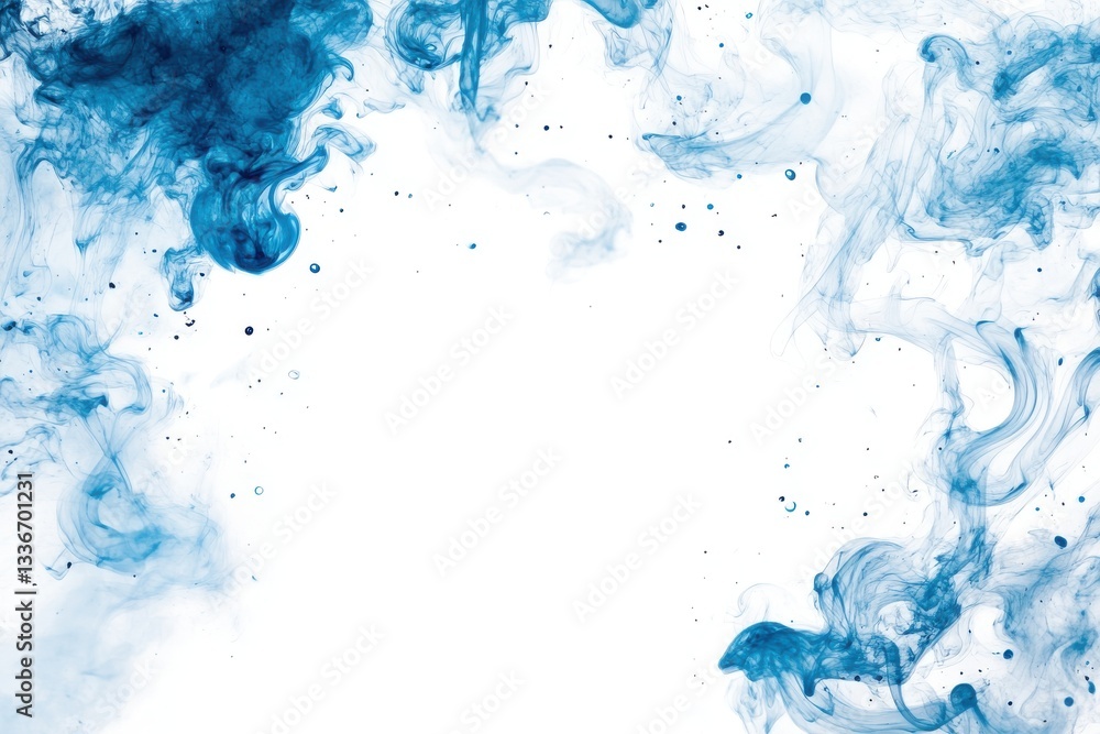 Fototapeta premium blue glitter smoke border frame isolated on white background