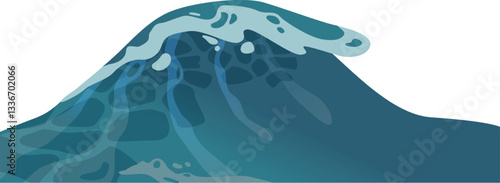 Tsunami wave natural disaster vector illustration